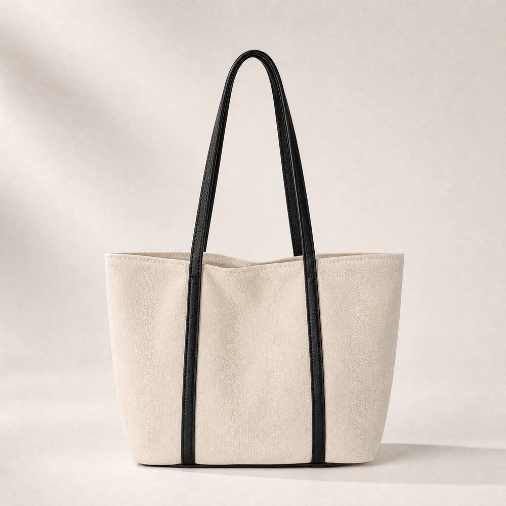 Large Canvas Shoulder Tote Bag – Lightweight Everyday Handbag with Magnetic Buckle