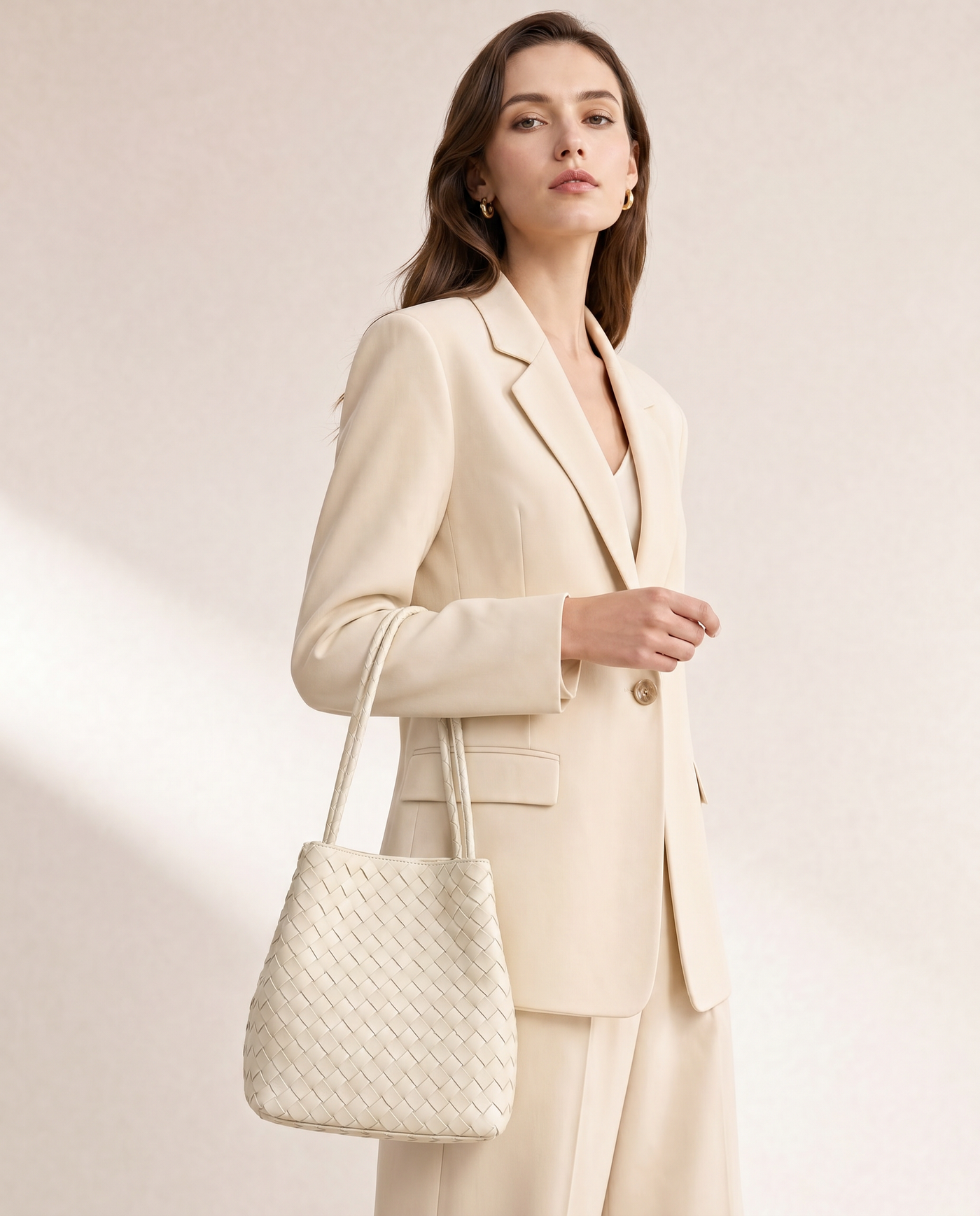 Rhea Woven Bucket Shoulder Bag