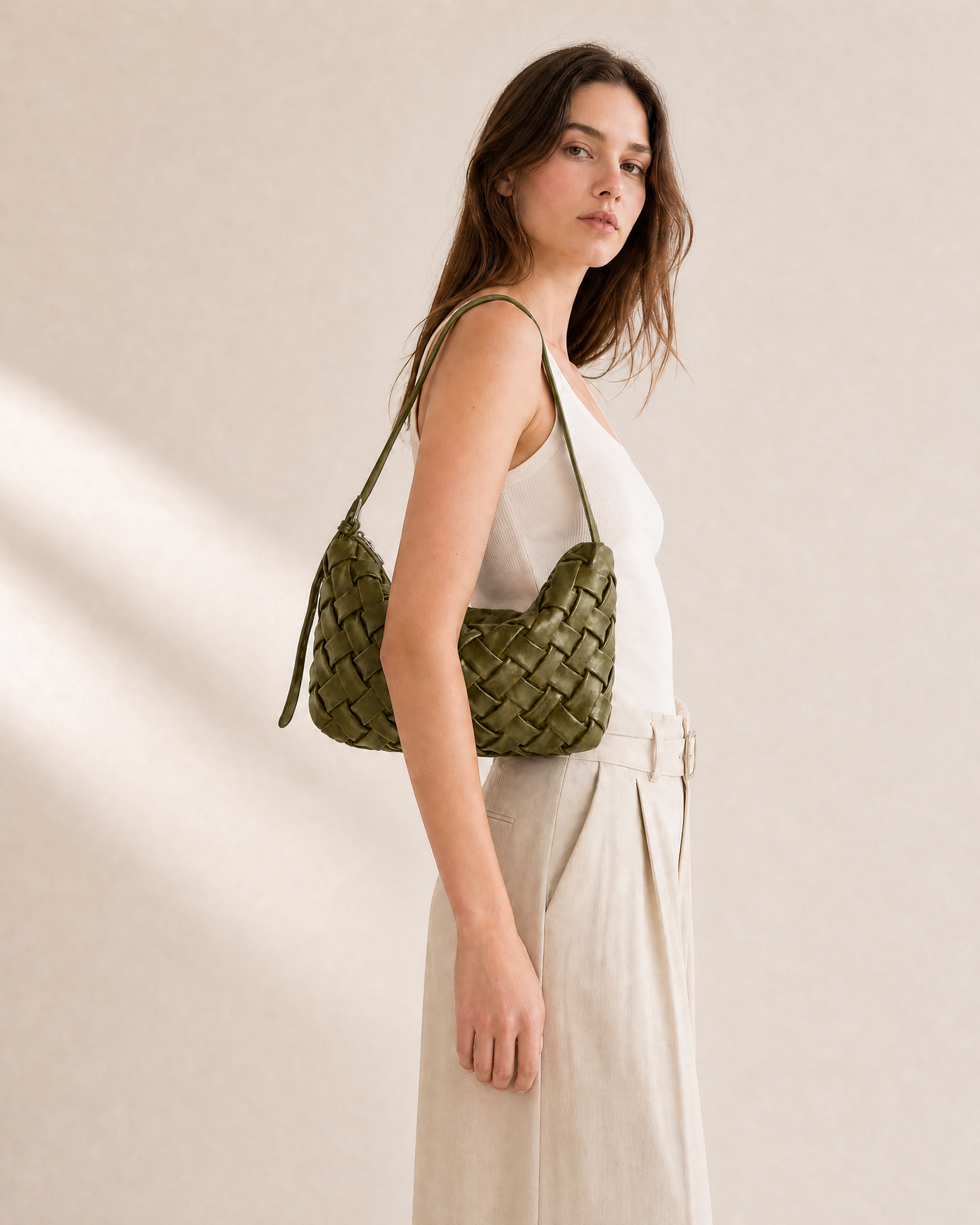Handmade PU Braided Woven Shoulder Bag