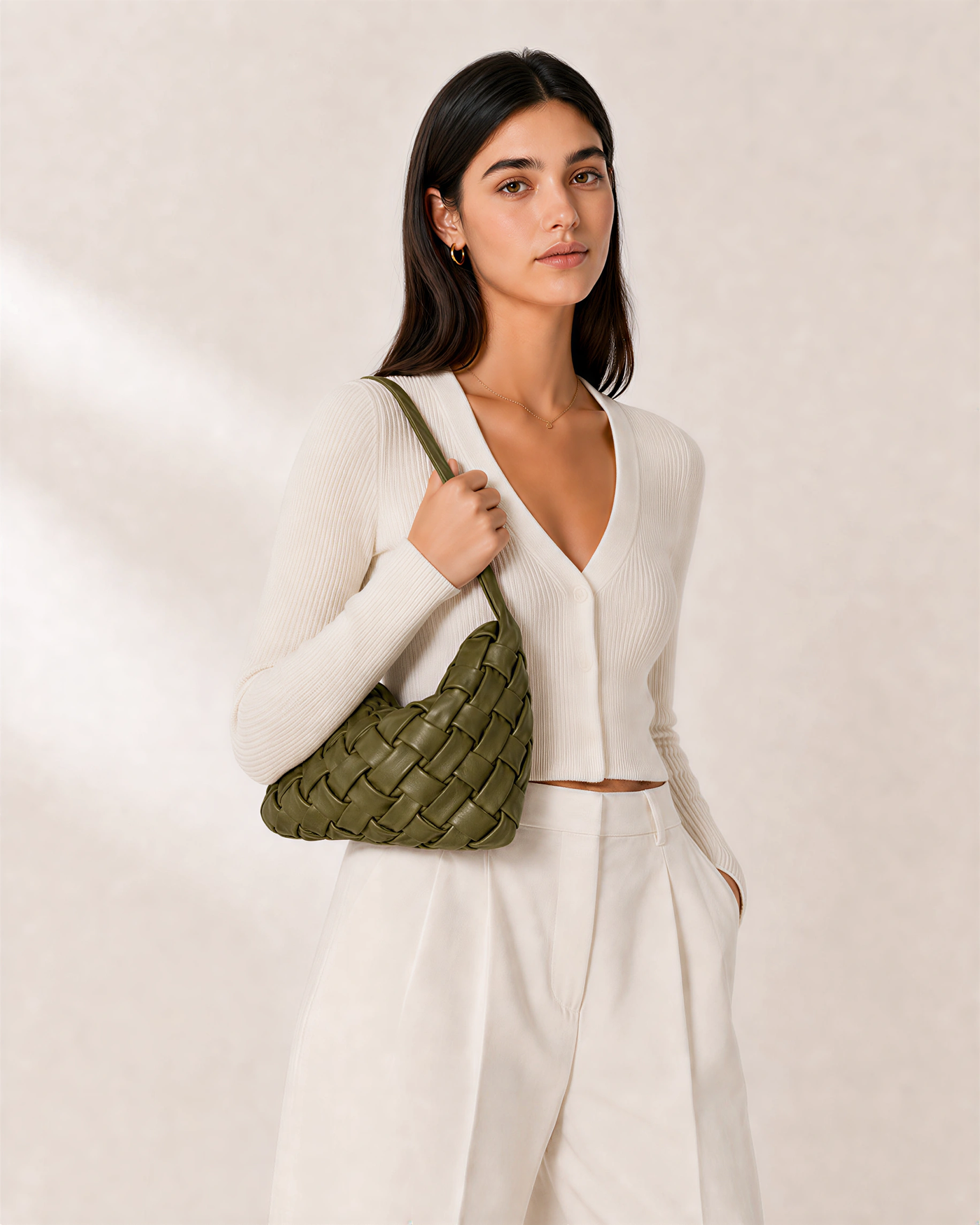 Handmade PU Braided Woven Shoulder Bag