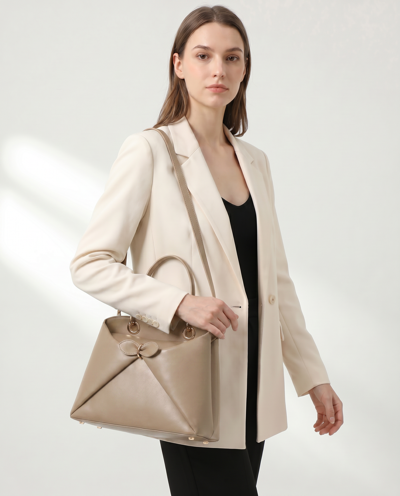 Mila Fold Front Vegan Leather Shoulder Bag