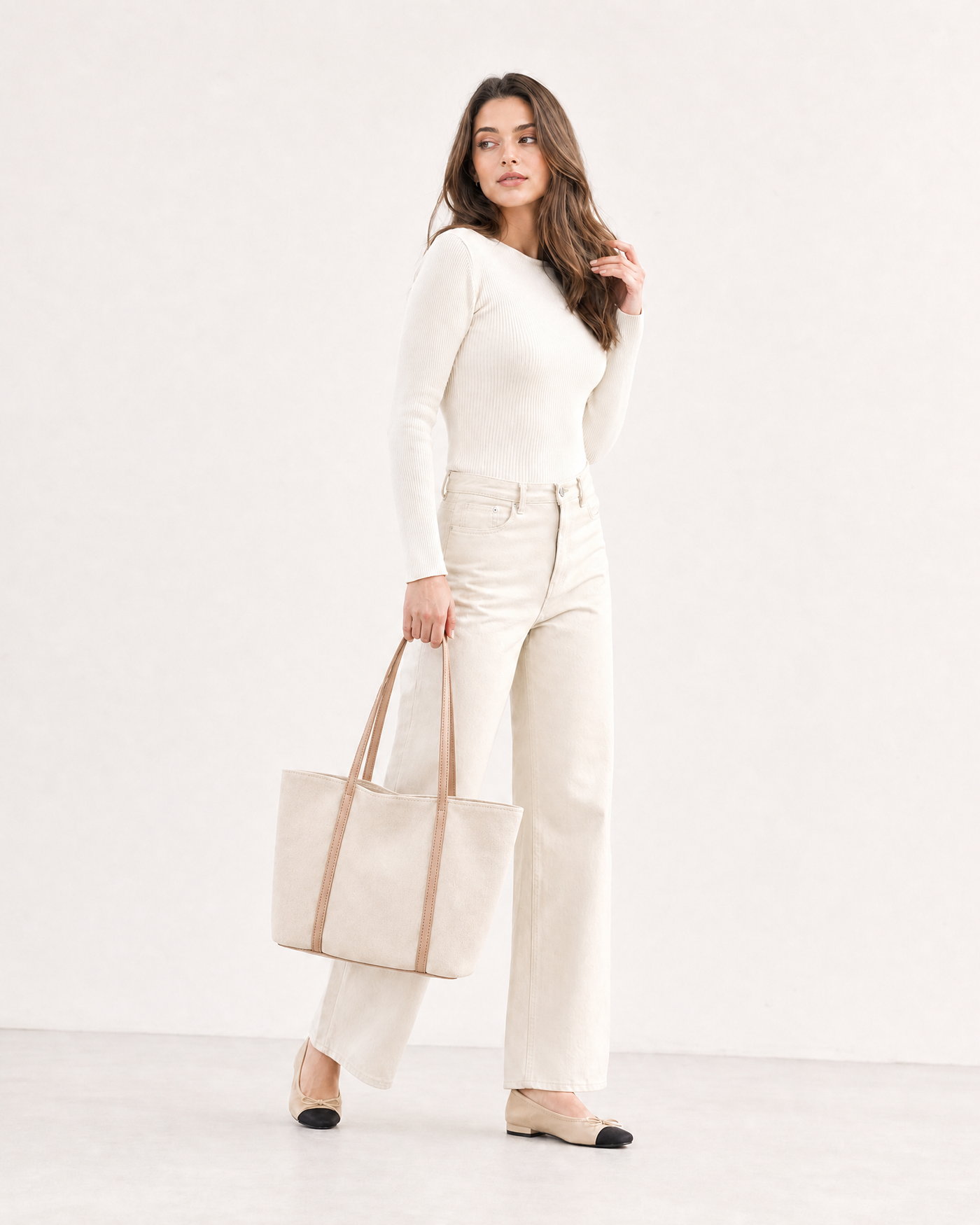 Large Canvas Shoulder Tote Bag – Lightweight Everyday Handbag with Magnetic Buckle