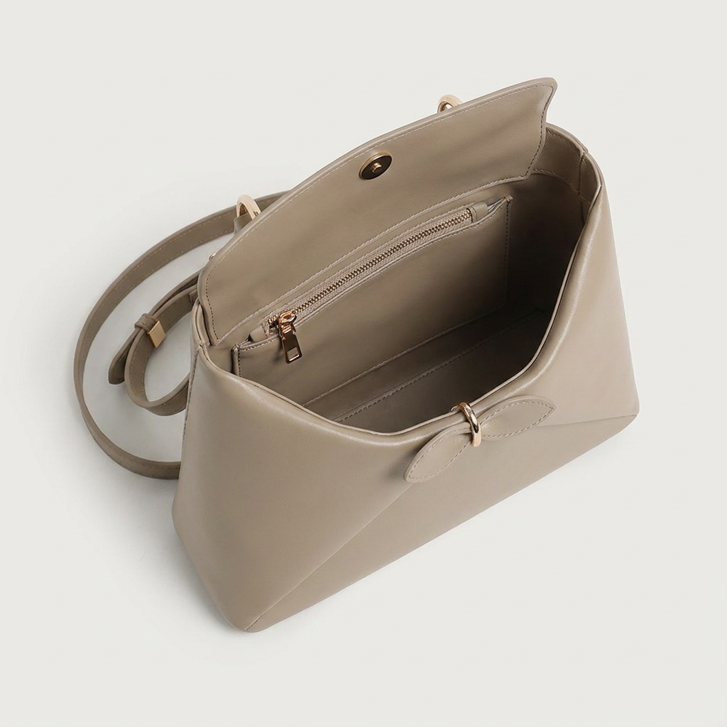 Mila Fold Front Vegan Leather Shoulder Bag