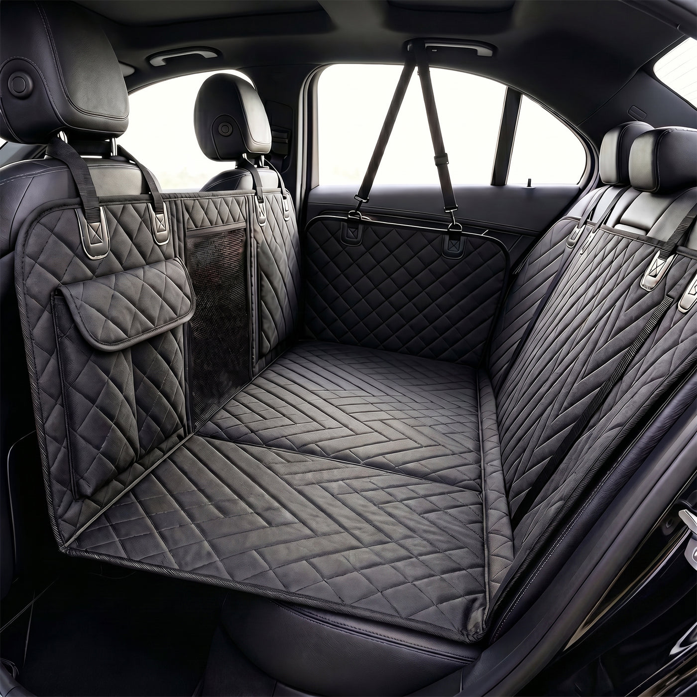 3-in-1 Hard-Bottom Pet Car Seat Cover & Back Seat Extender
