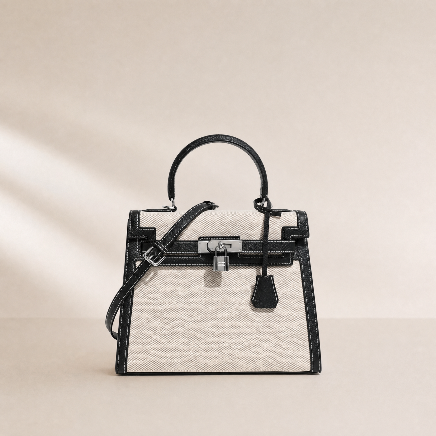 Mina Patchwork Lock Kelly Shoulder Bag