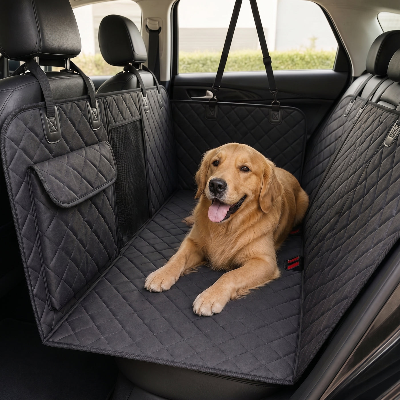3-in-1 Hard-Bottom Pet Car Seat Cover & Back Seat Extender