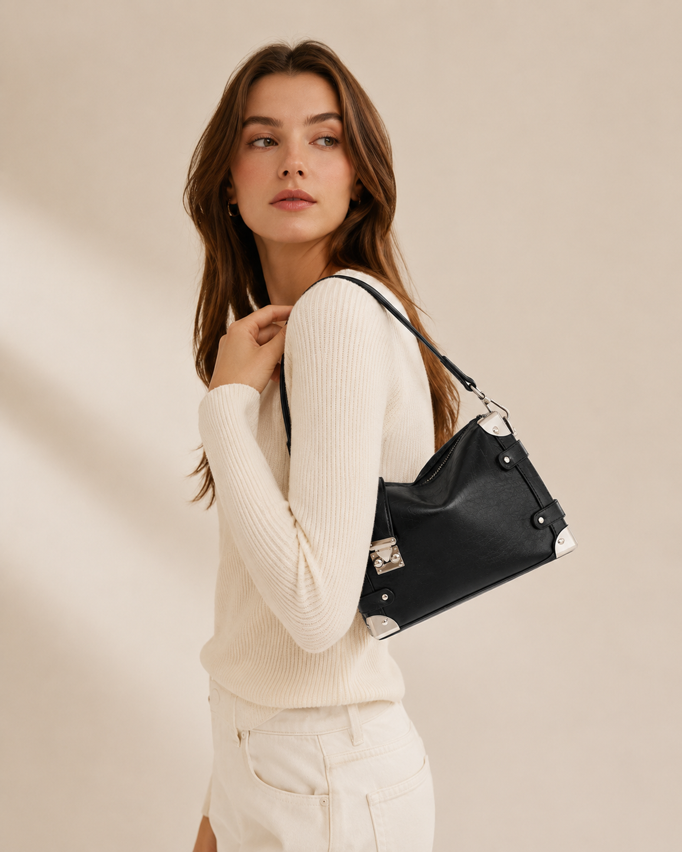 Nina Vegan Leather Underarm Box Bag