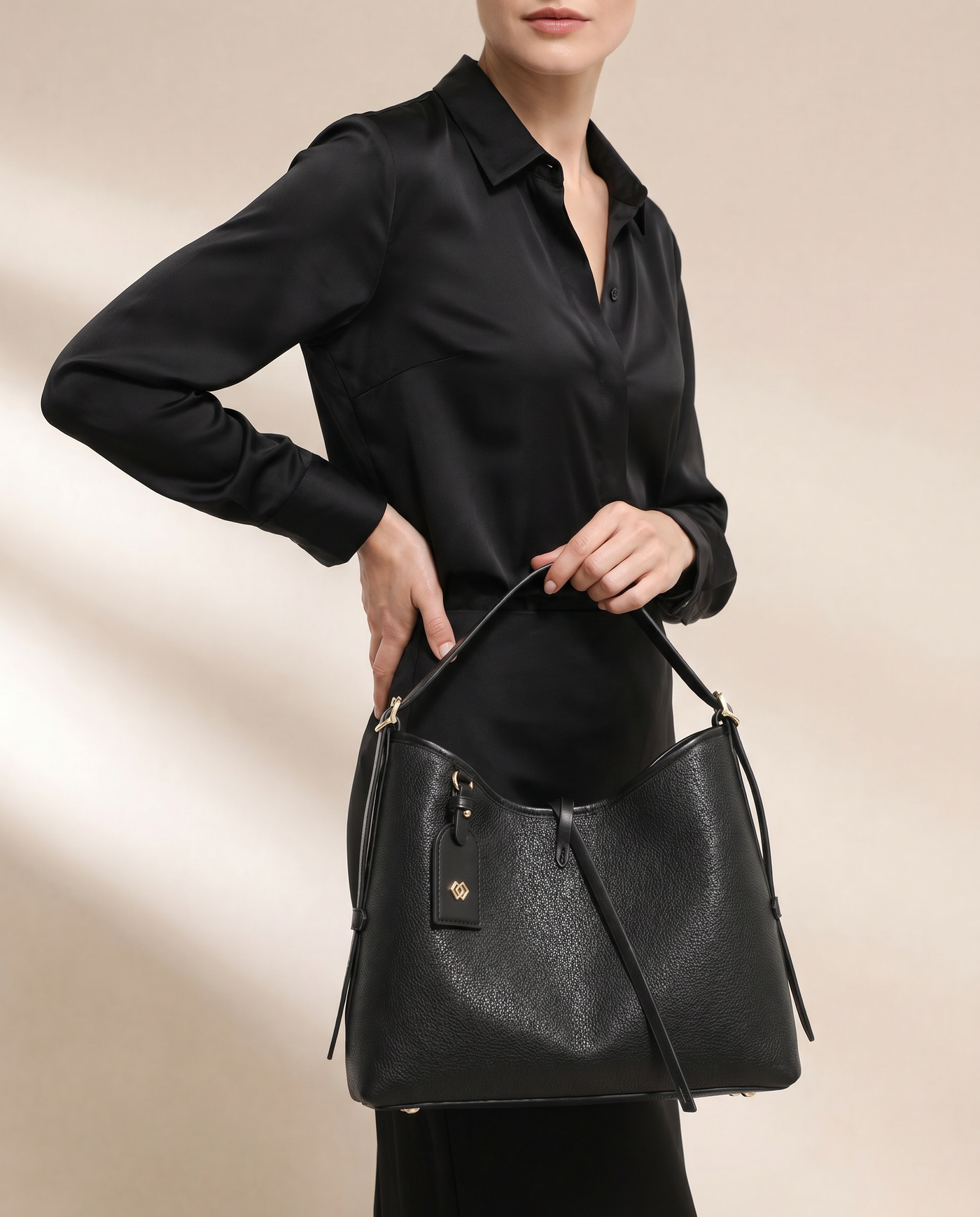 Maya Pebbled Bucket Shoulder Bag