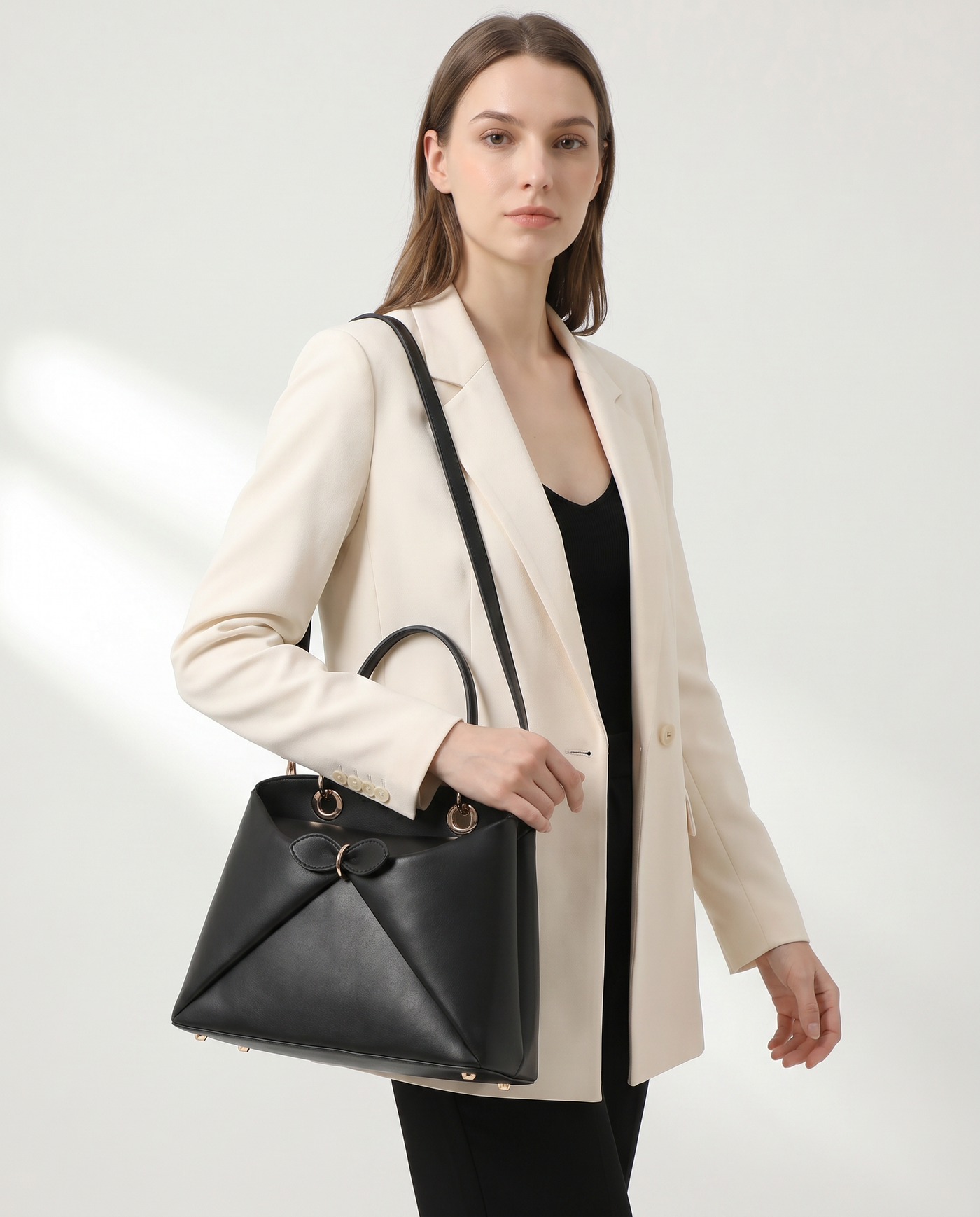 Mila Fold Front Vegan Leather Shoulder Bag