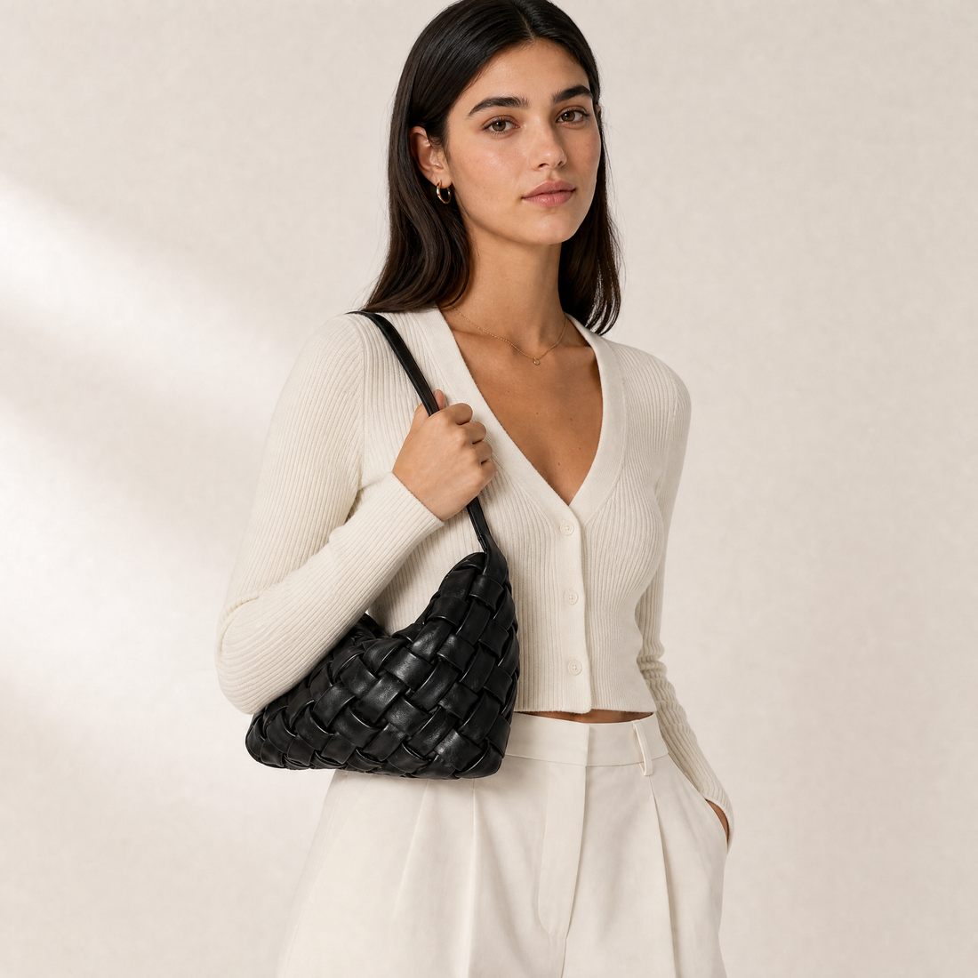 Handmade PU Braided Woven Shoulder Bag