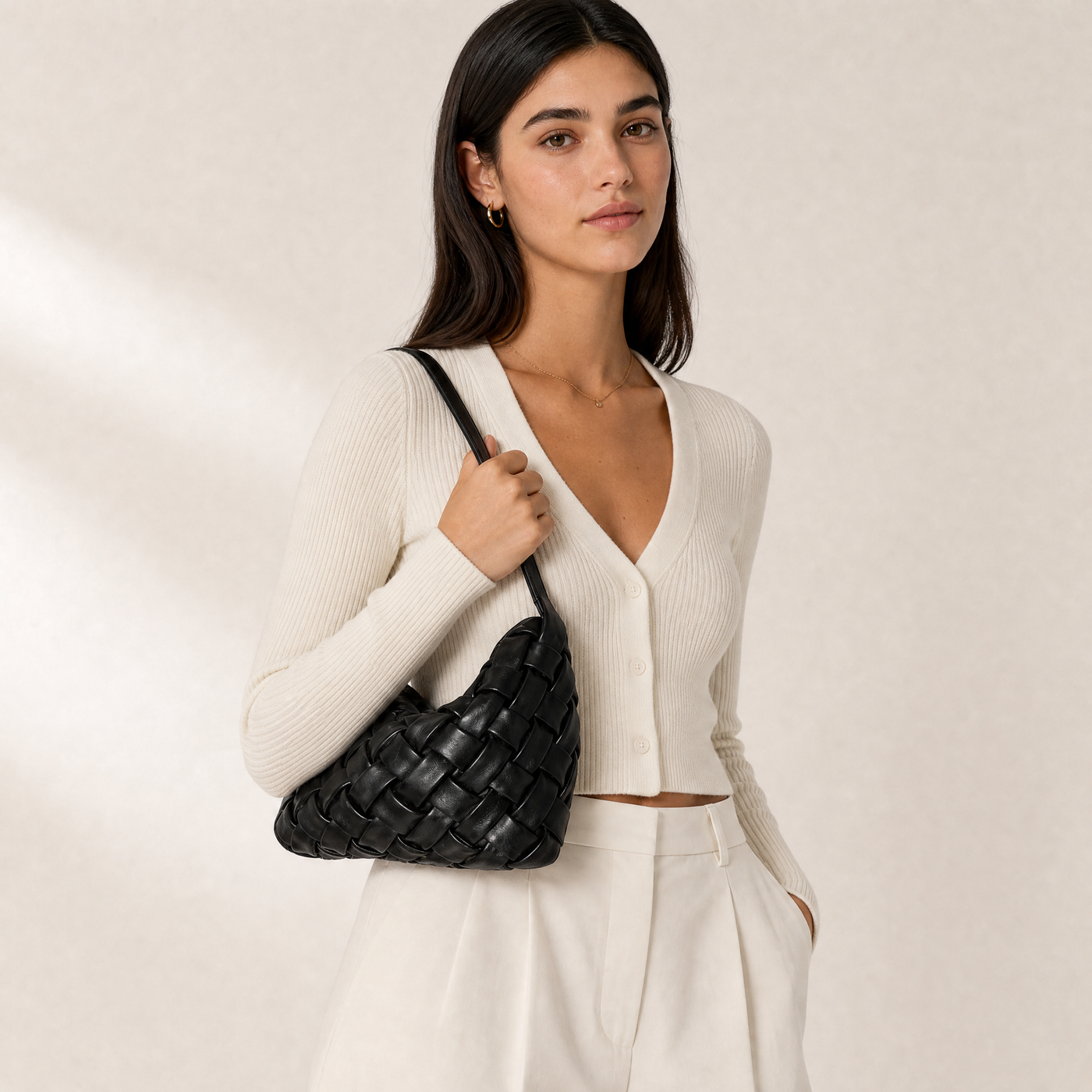 Handmade PU Braided Woven Shoulder Bag