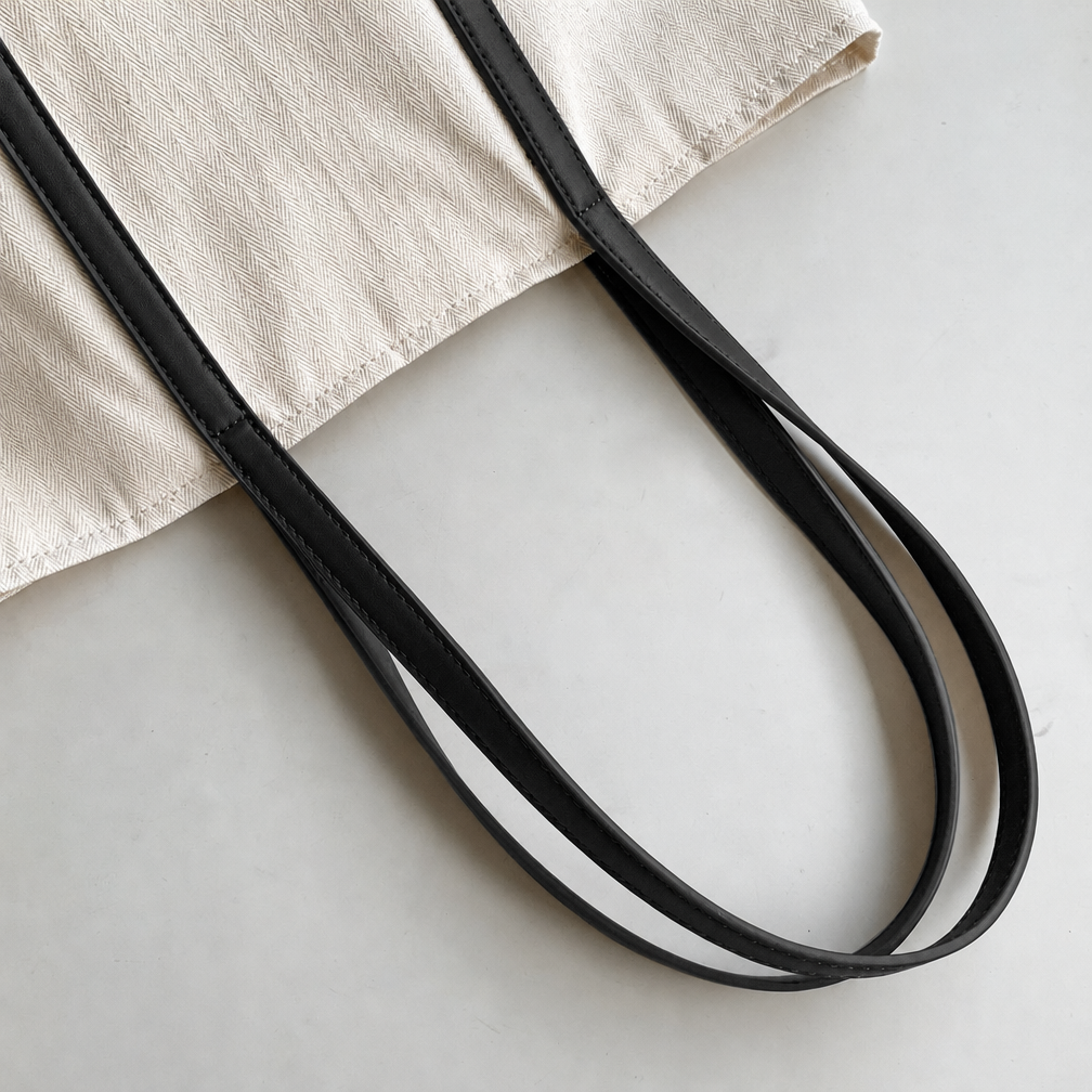 Large Canvas Shoulder Tote Bag – Lightweight Everyday Handbag with Magnetic Buckle