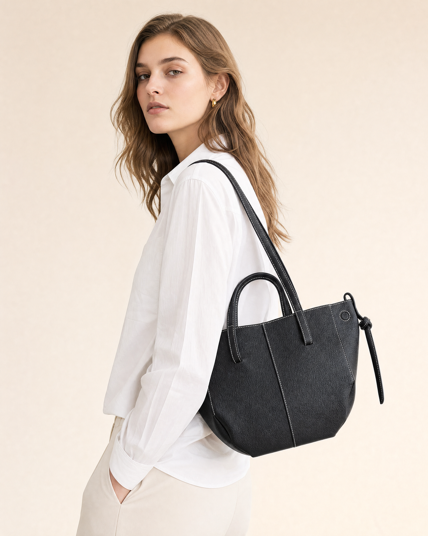 Ravzelo Sora Minimalist Tote Bag | PU Leather Shoulder Tote for Women