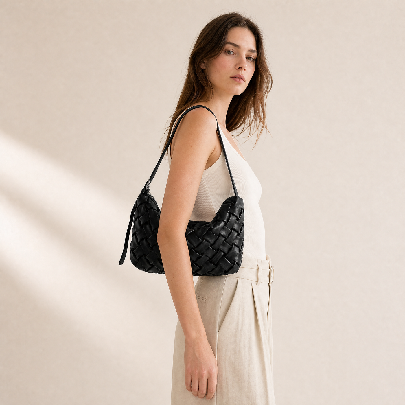 Handmade PU Braided Woven Shoulder Bag