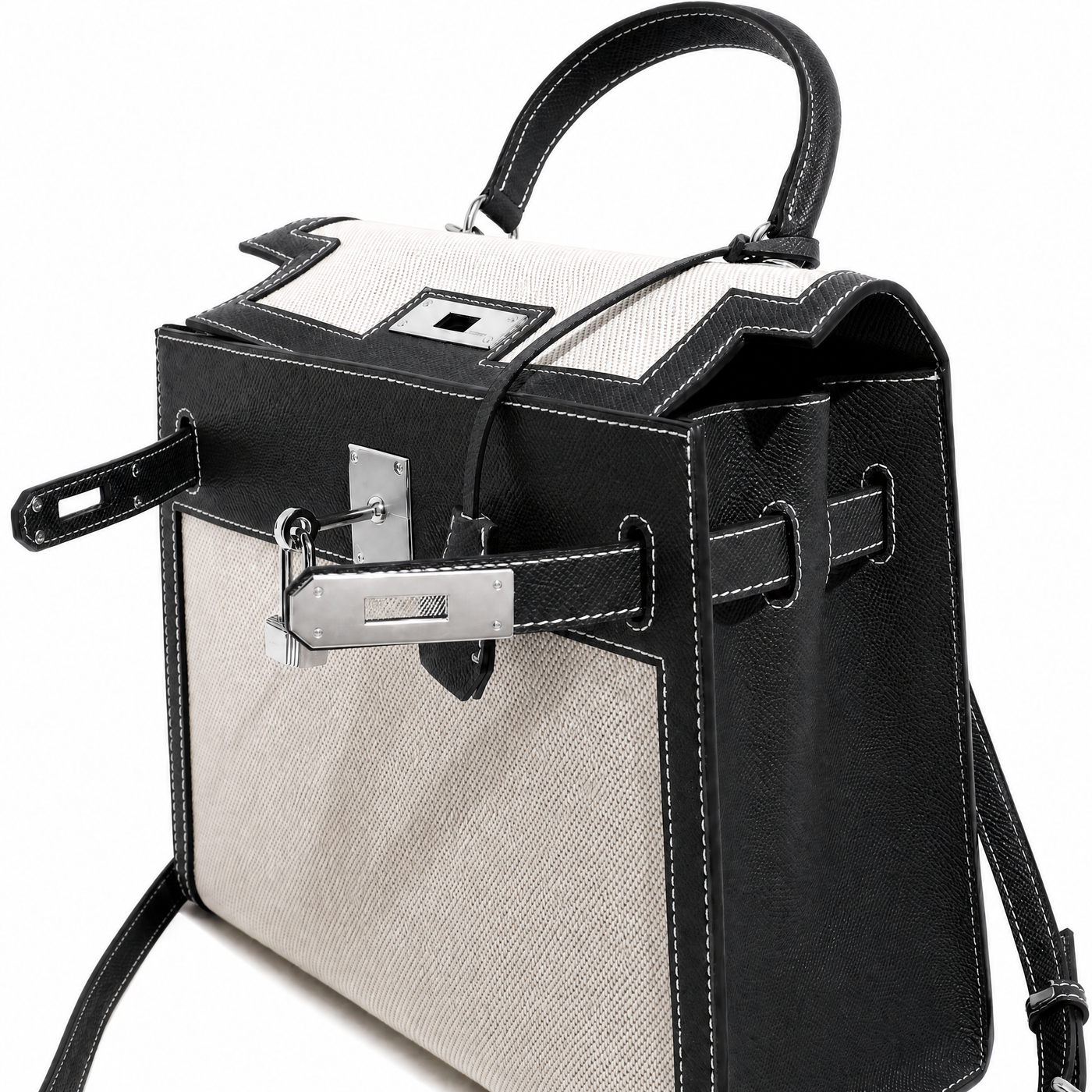 Mina Patchwork Lock Kelly Shoulder Bag