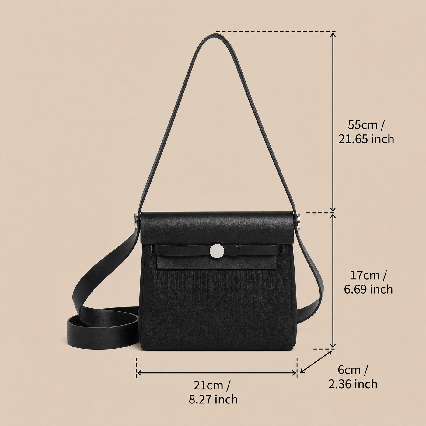 Vela Canvas Vertical Square Crossbody Bag