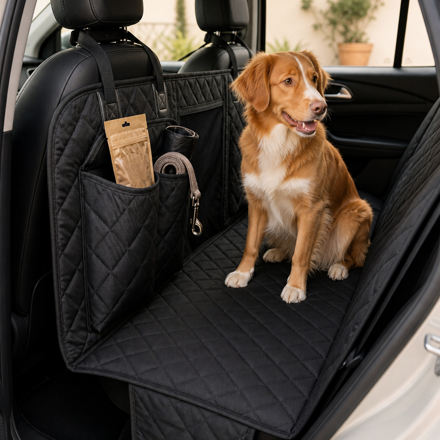 3-in-1 Hard-Bottom Pet Car Seat Cover & Back Seat Extender