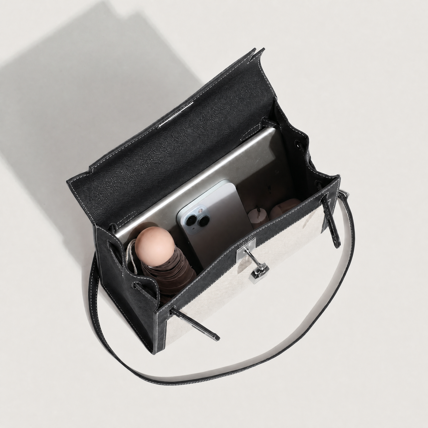 Mina Patchwork Lock Kelly Shoulder Bag