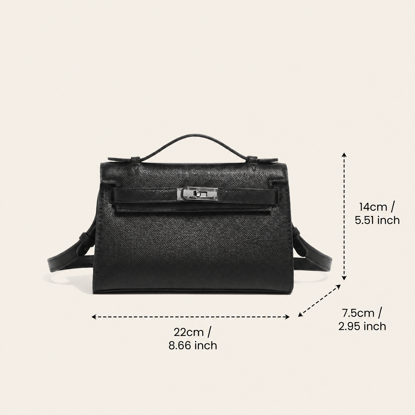 Thea Textured Vegan Leather Kelly Shoulder Bag