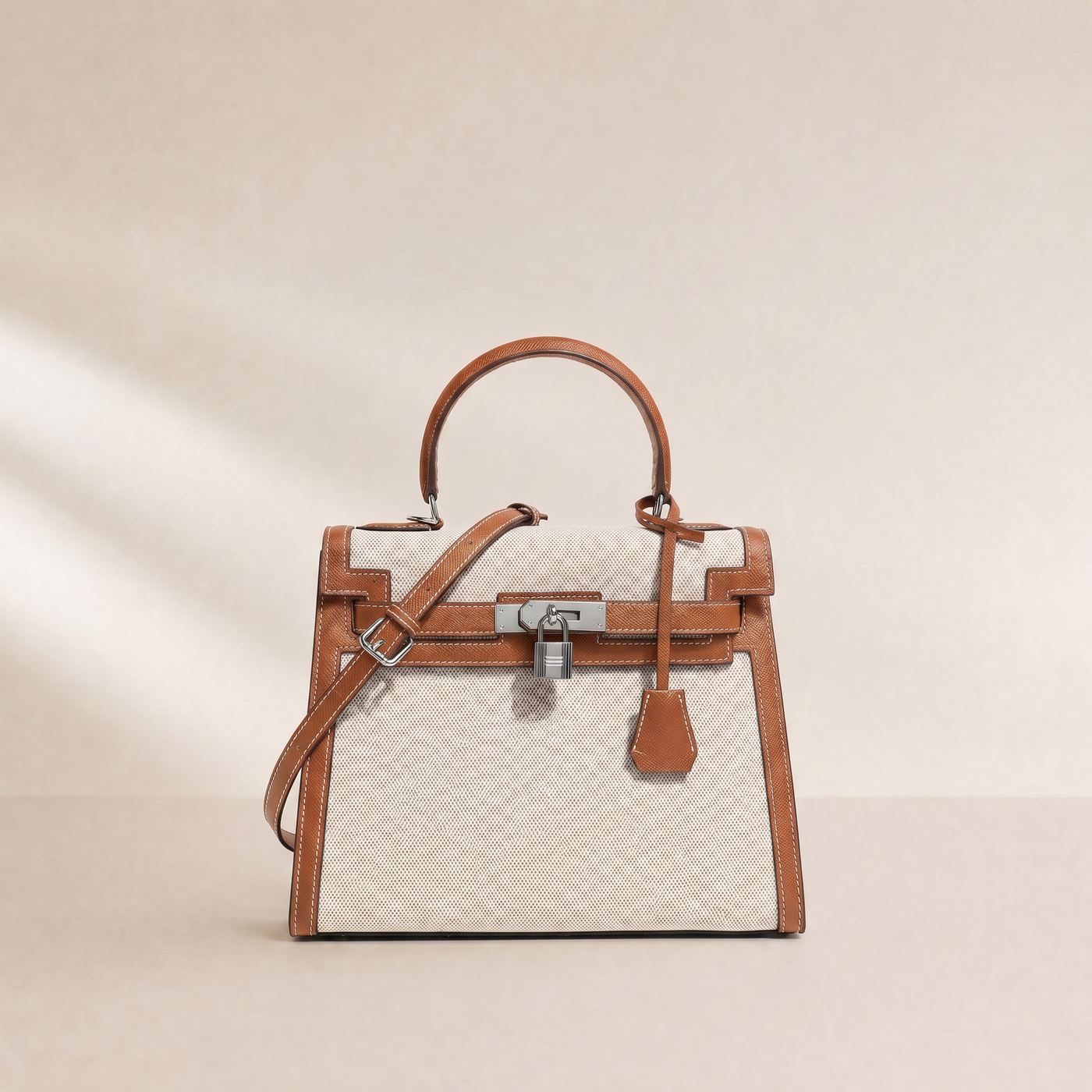 Mina Patchwork Lock Kelly Shoulder Bag