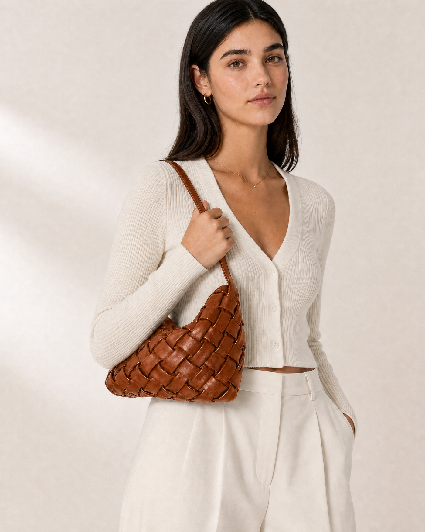 Handmade PU Braided Woven Shoulder Bag