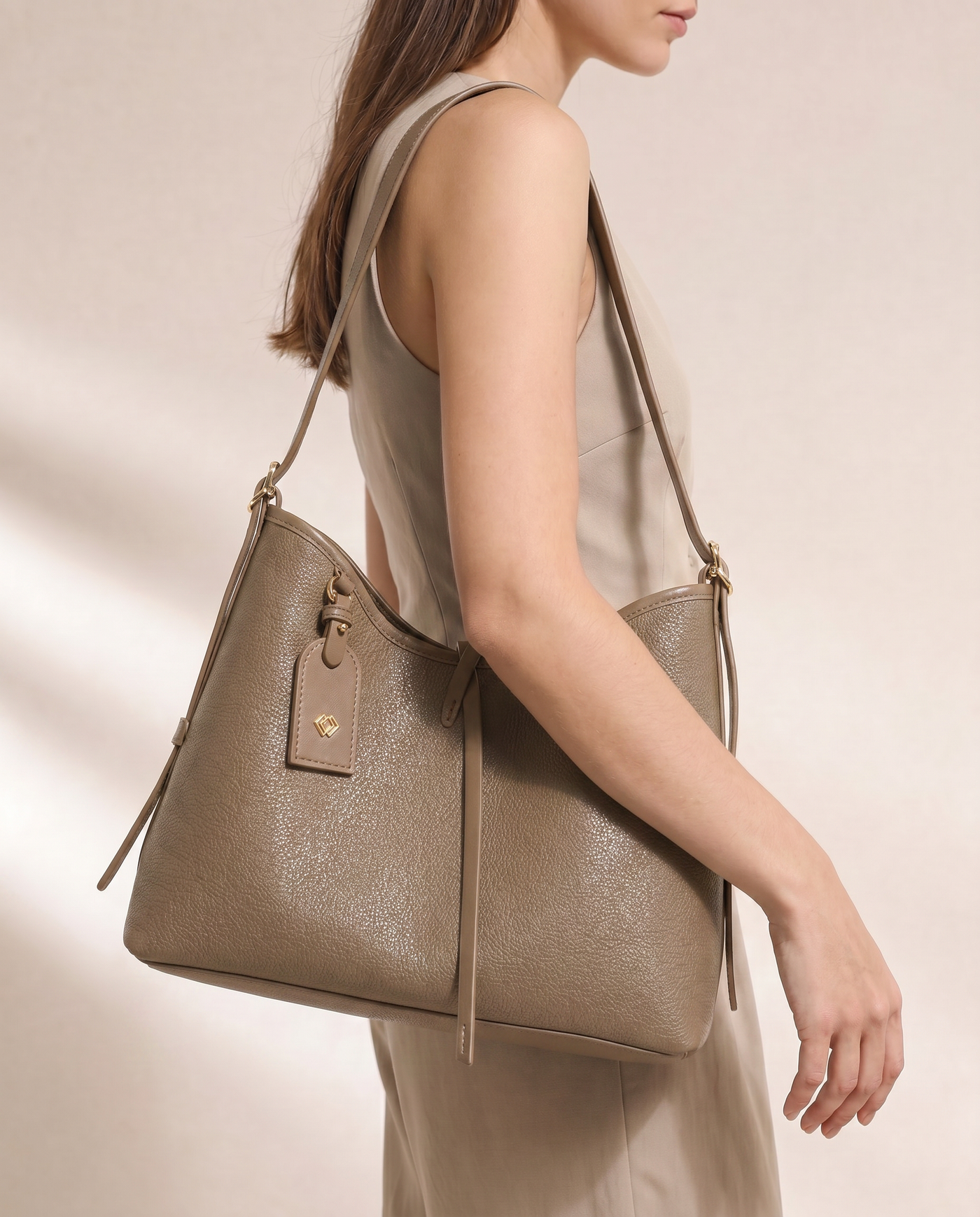 Maya Pebbled Bucket Shoulder Bag