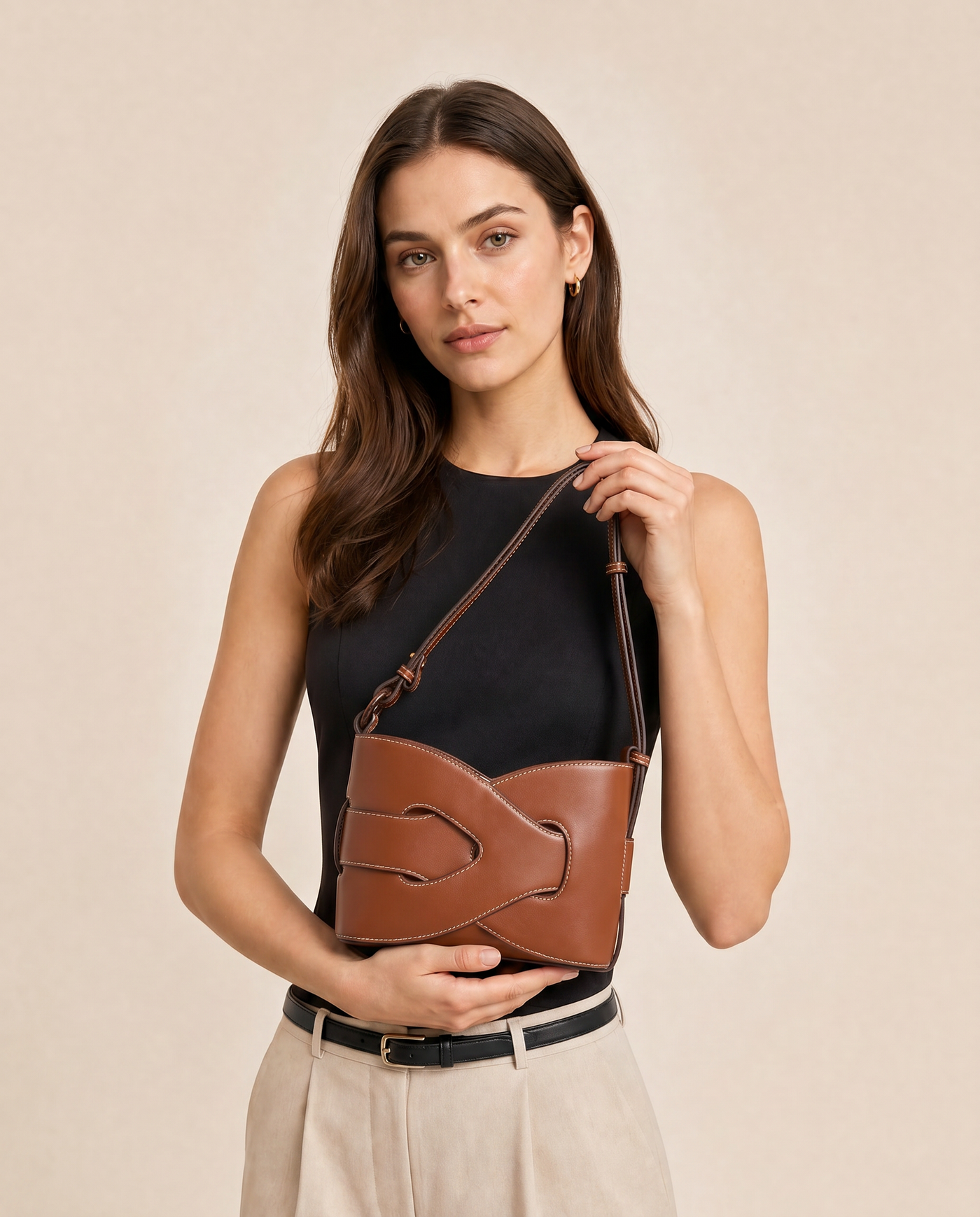 Aria Woven Geometric Shoulder Bag