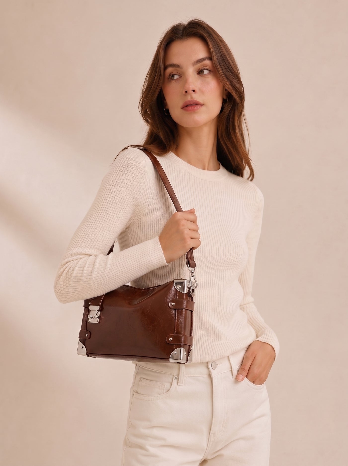 Nina Vegan Leather Underarm Box Bag