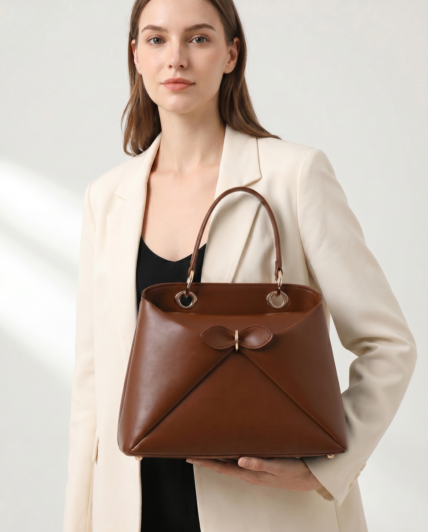 Mila Fold Front Vegan Leather Shoulder Bag