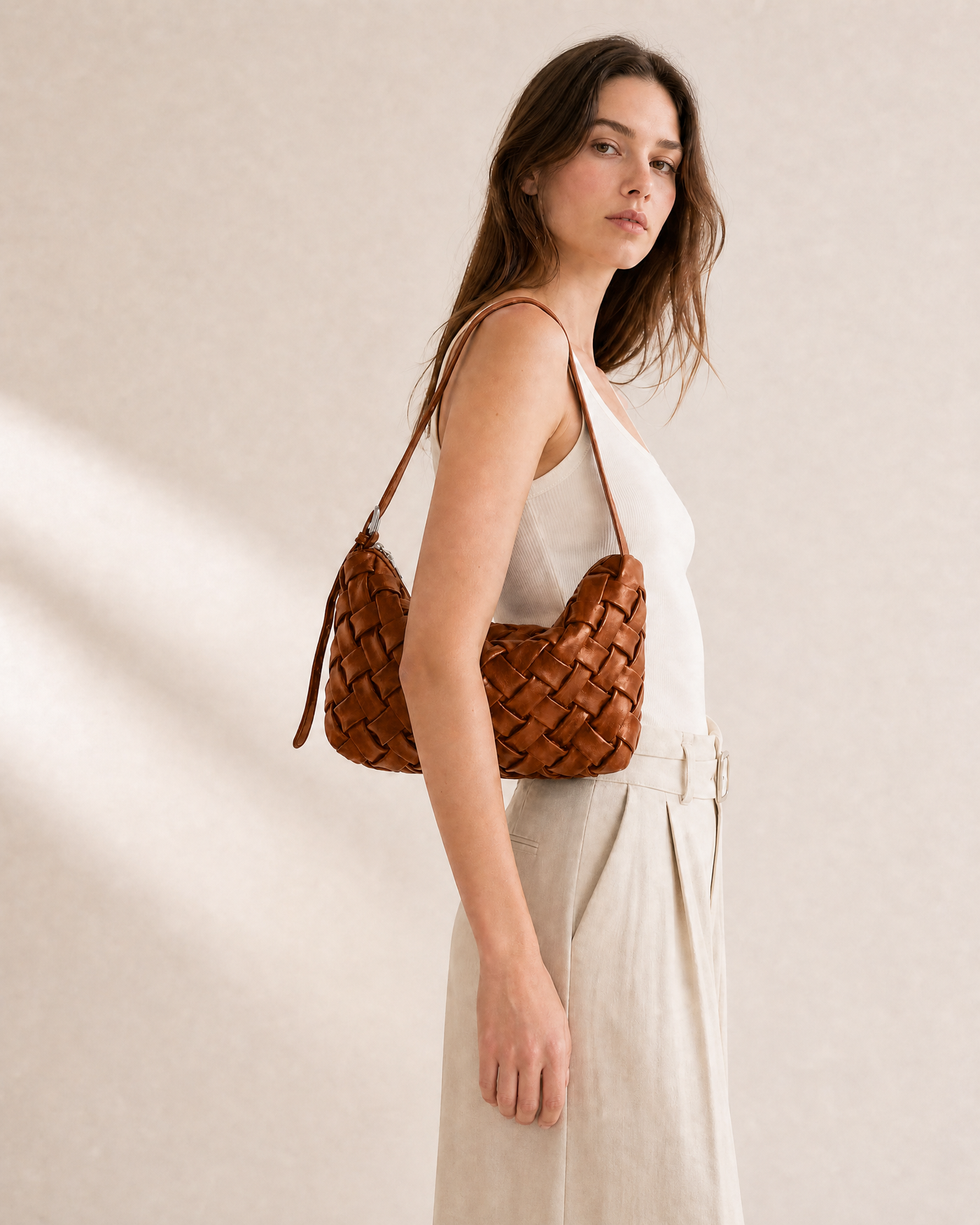 Handmade PU Braided Woven Shoulder Bag