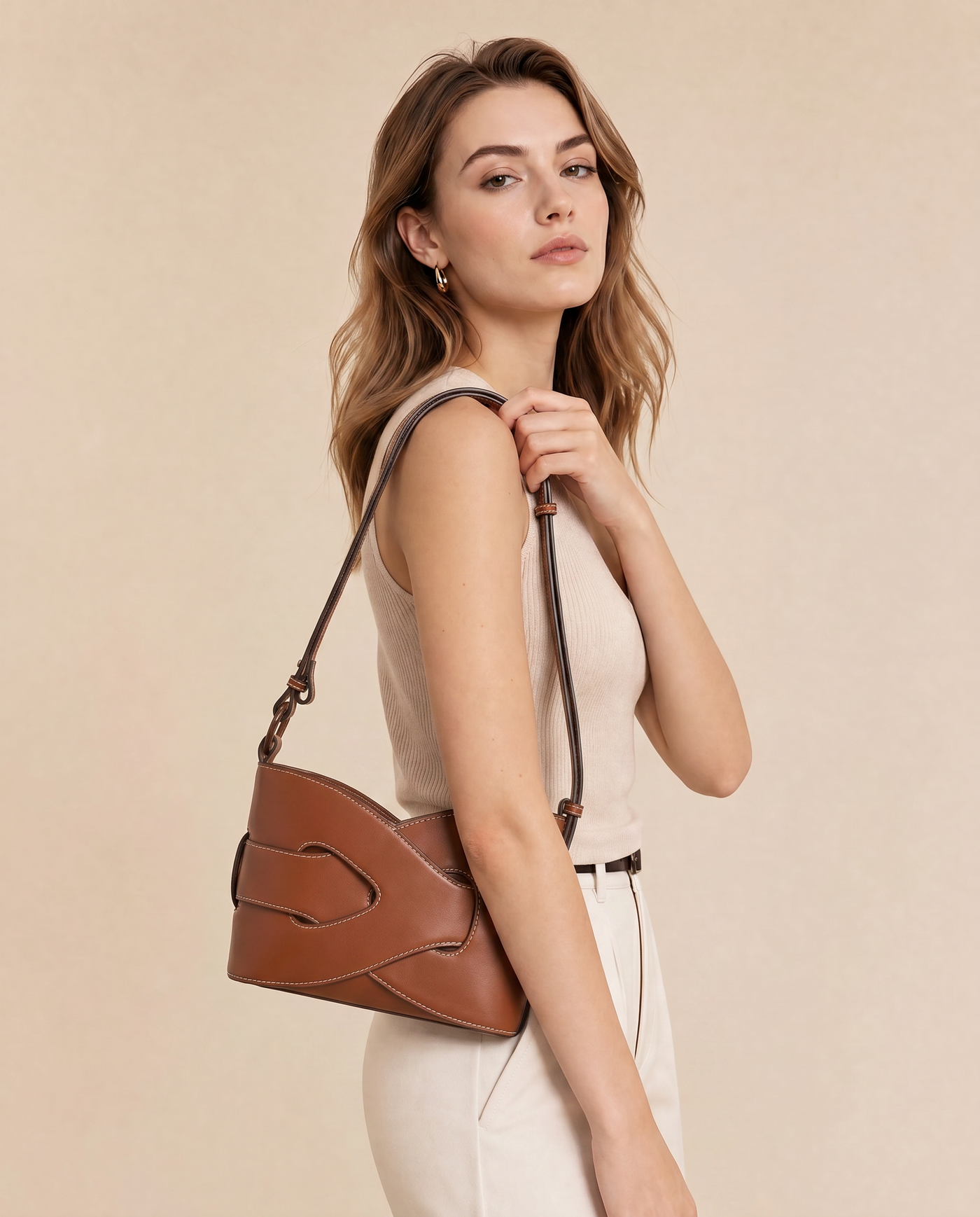 Aria Woven Geometric Shoulder Bag