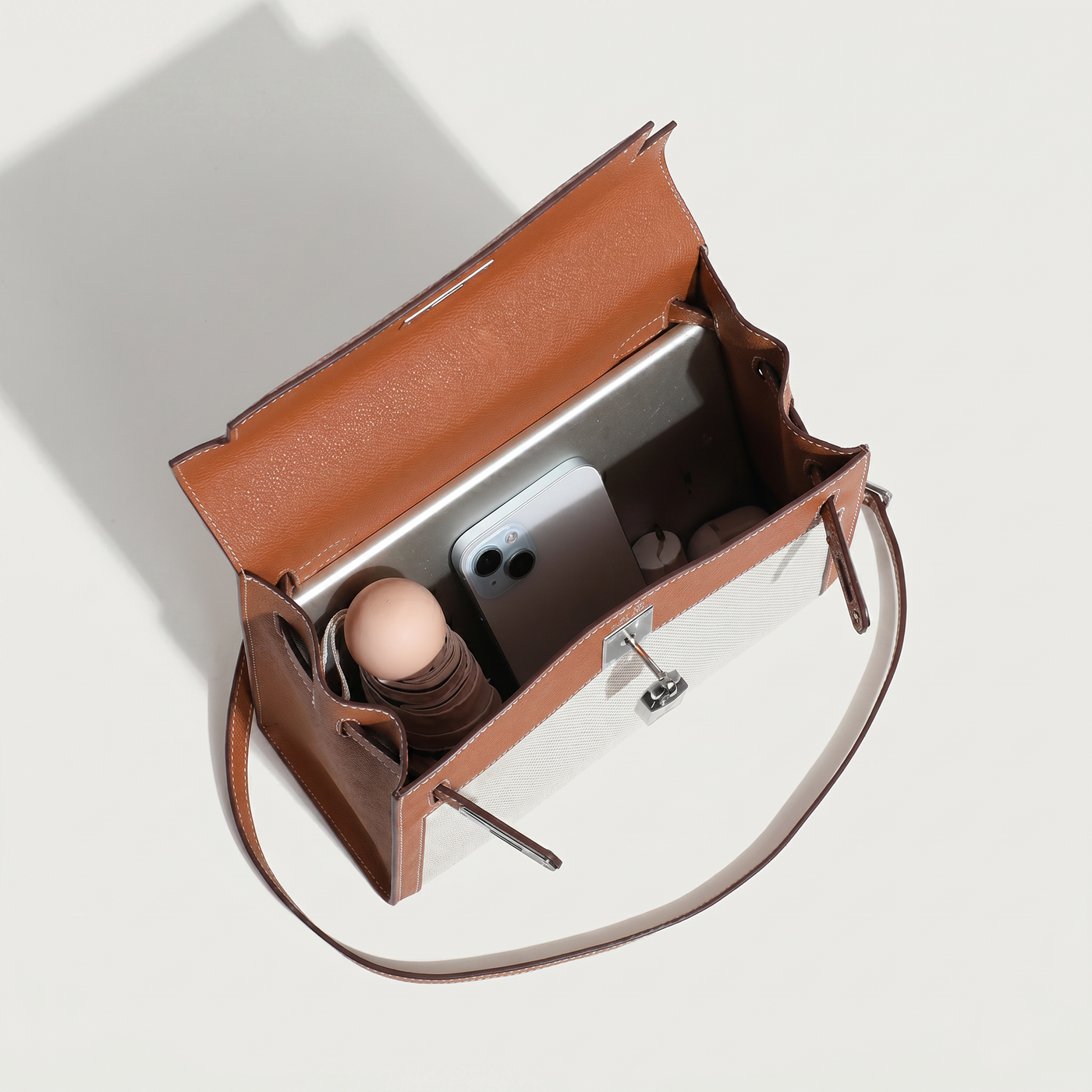Mina Patchwork Lock Kelly Shoulder Bag