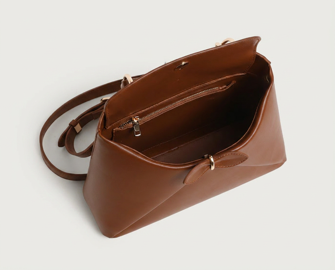 Mila Fold Front Vegan Leather Shoulder Bag