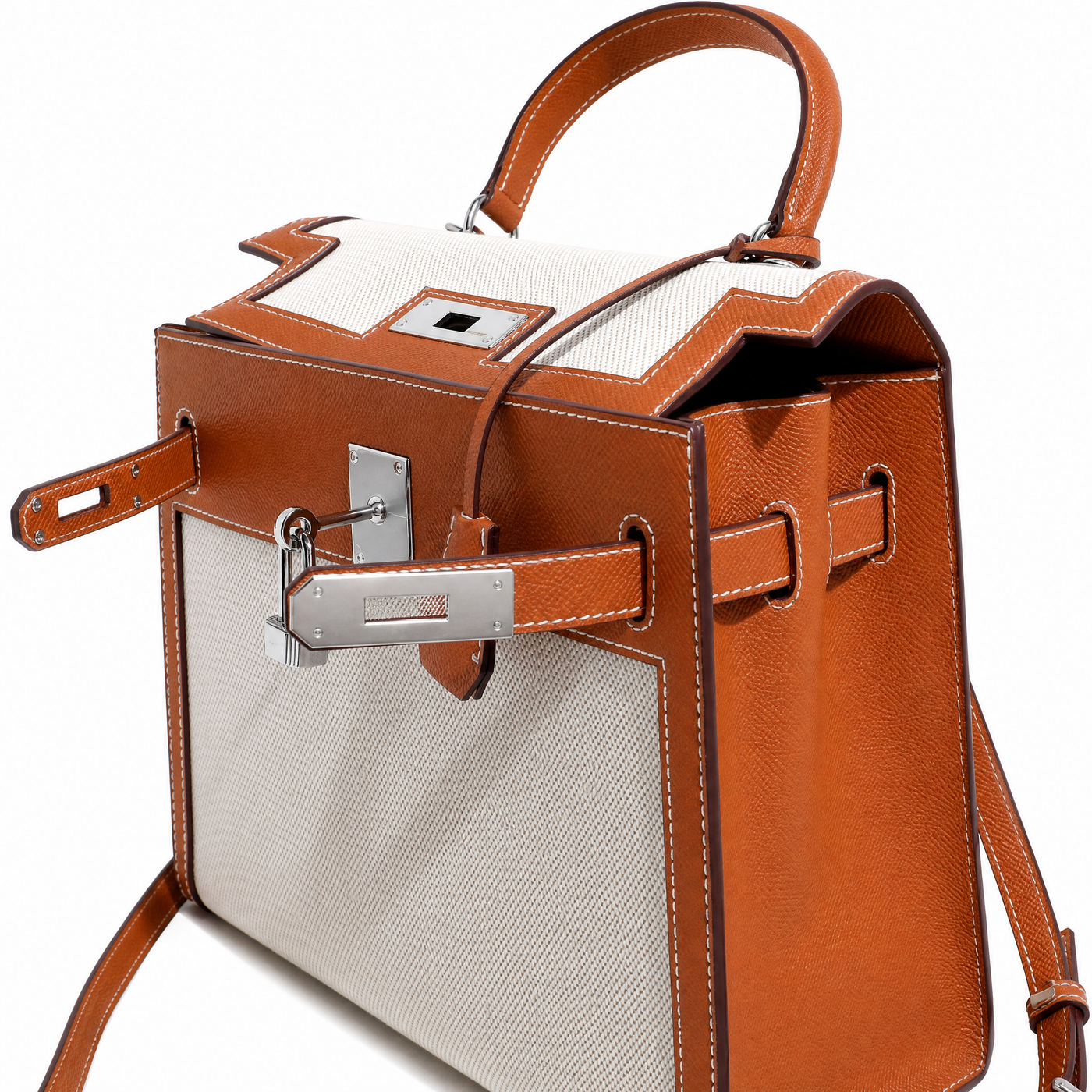 Mina Patchwork Lock Kelly Shoulder Bag