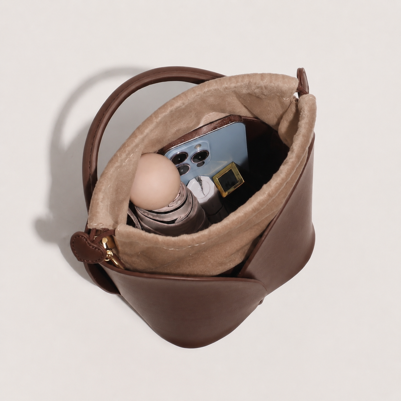 Petal Vegan Leather Bucket Crossbody Bag
