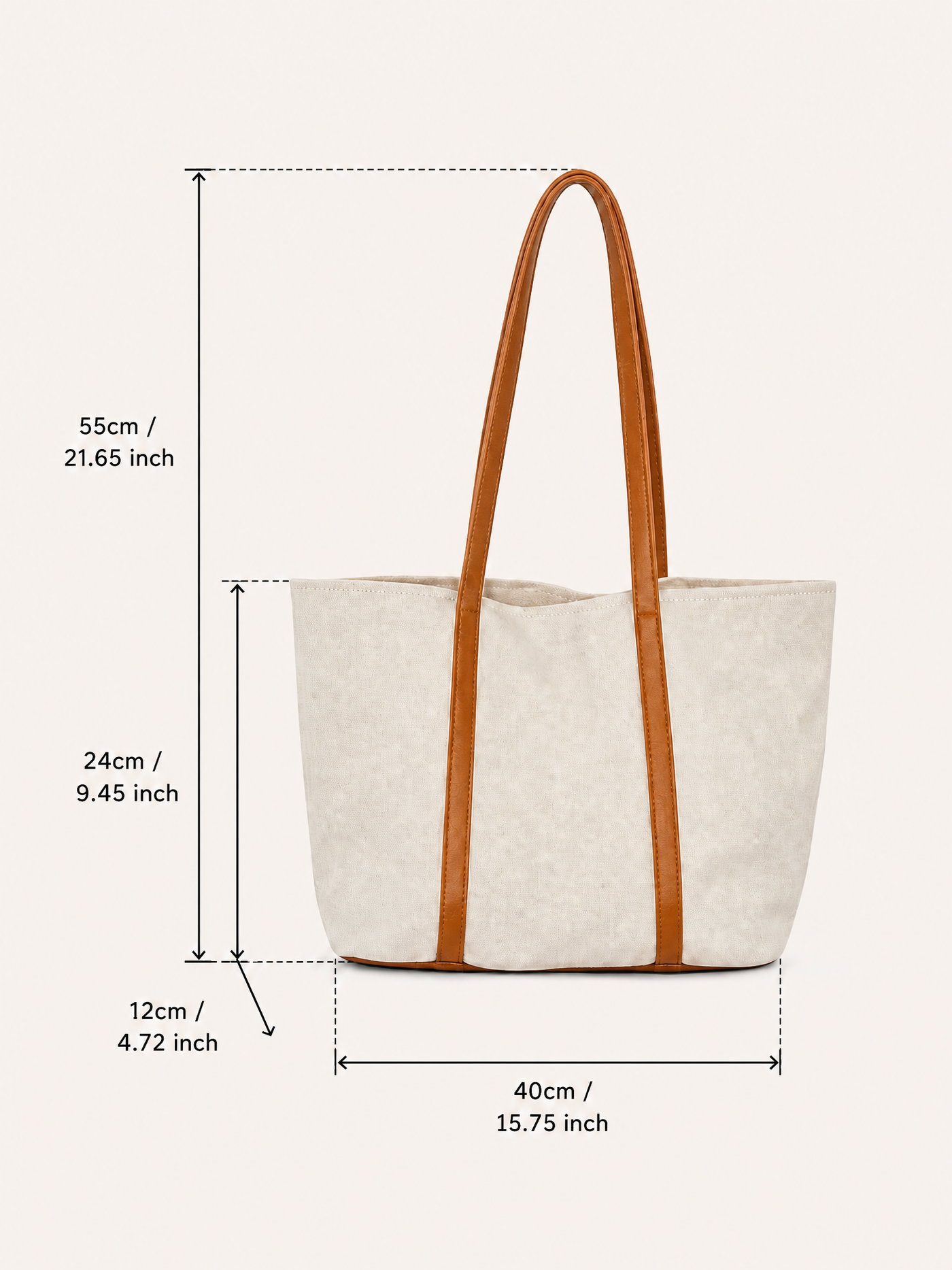 Large Canvas Shoulder Tote Bag – Lightweight Everyday Handbag with Magnetic Buckle