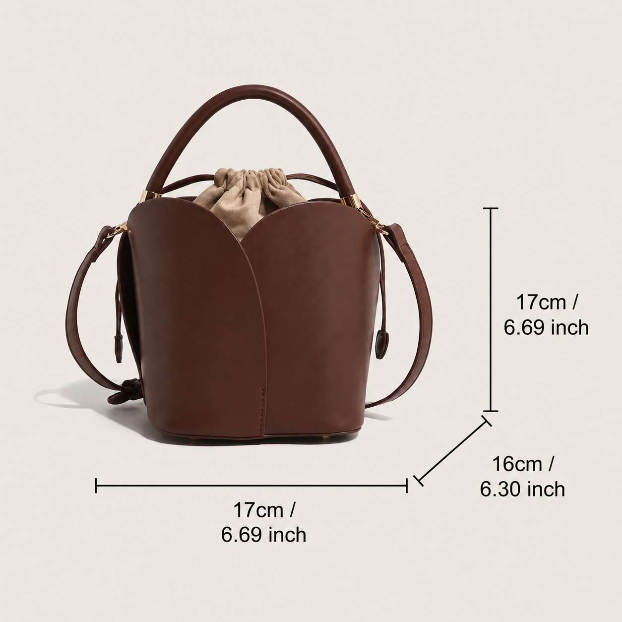 Petal Vegan Leather Bucket Crossbody Bag