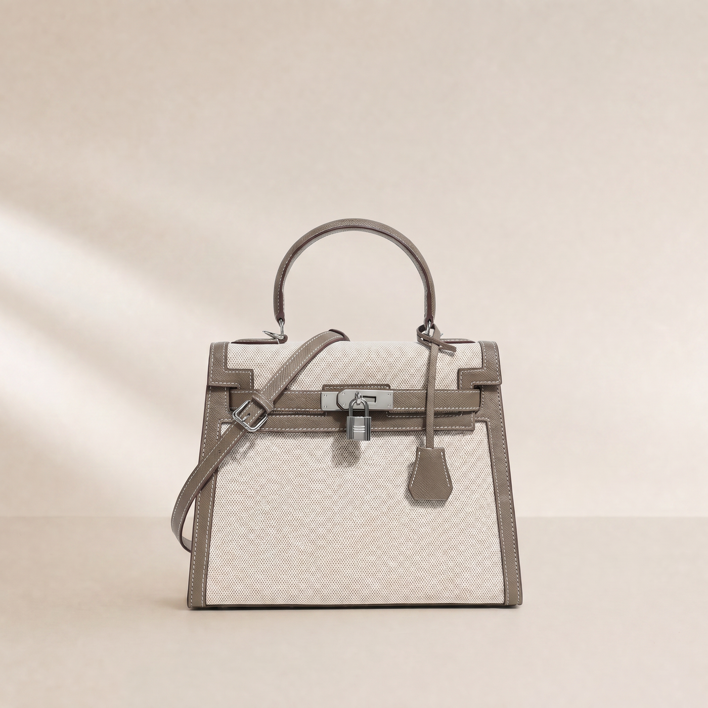 Mina Patchwork Lock Kelly Shoulder Bag