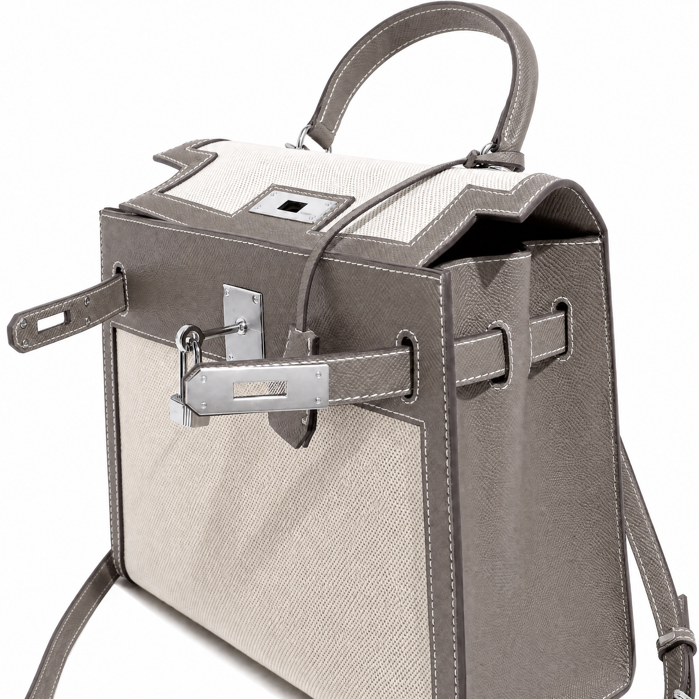 Mina Patchwork Lock Kelly Shoulder Bag