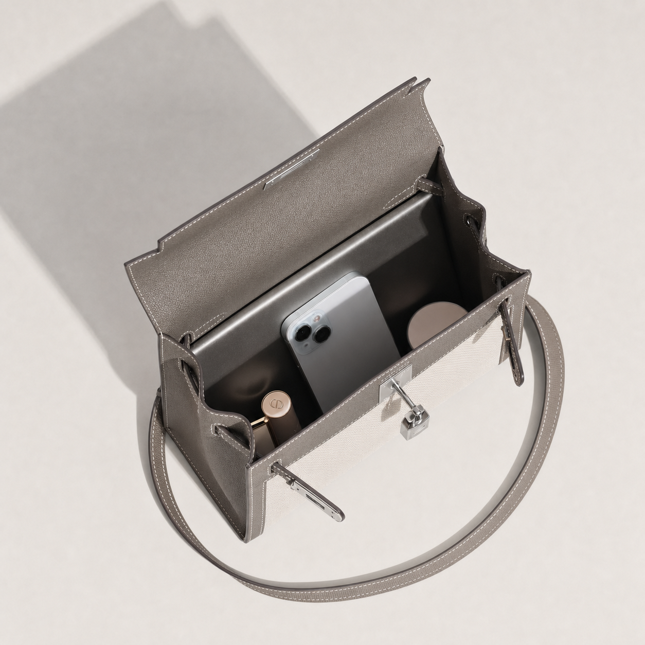 Mina Patchwork Lock Kelly Shoulder Bag