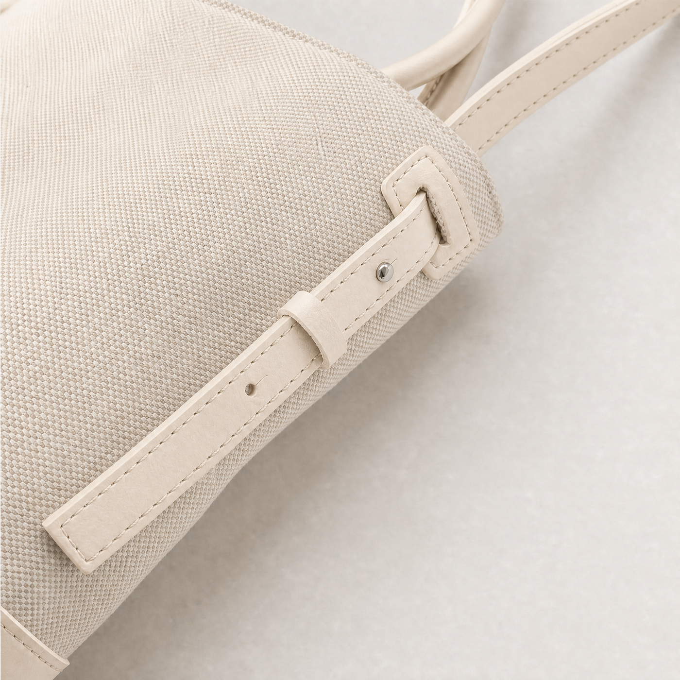 Canvas Bucket Shoulder Bag with Black Trim