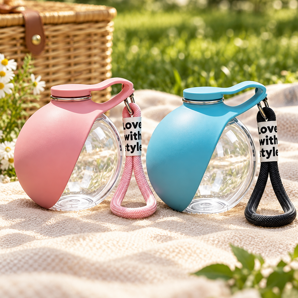 Product view: pink blue Portable pet water bottle, style 6, image 15