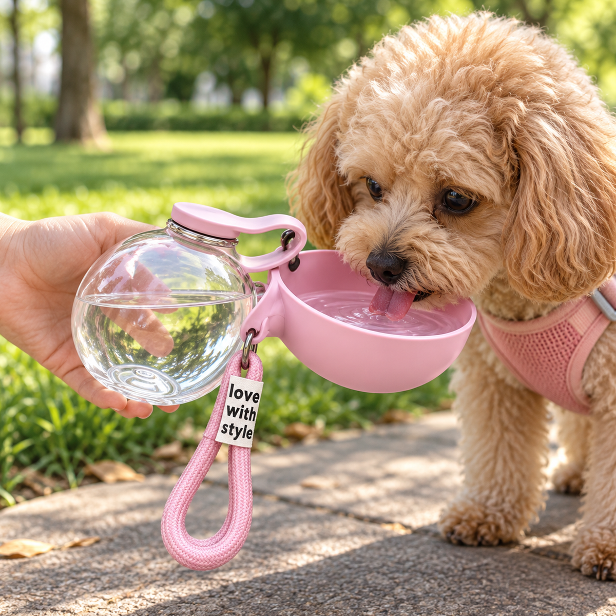 Product view: pink Portable pet water bottle, style 1, image 3