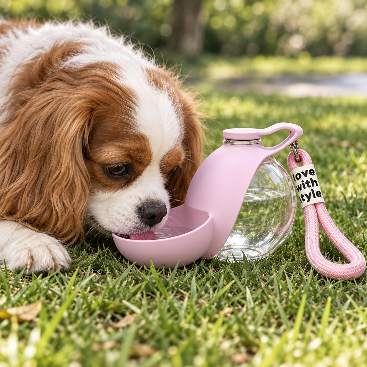 Product view: pink Portable pet water bottle, style 1, image 4