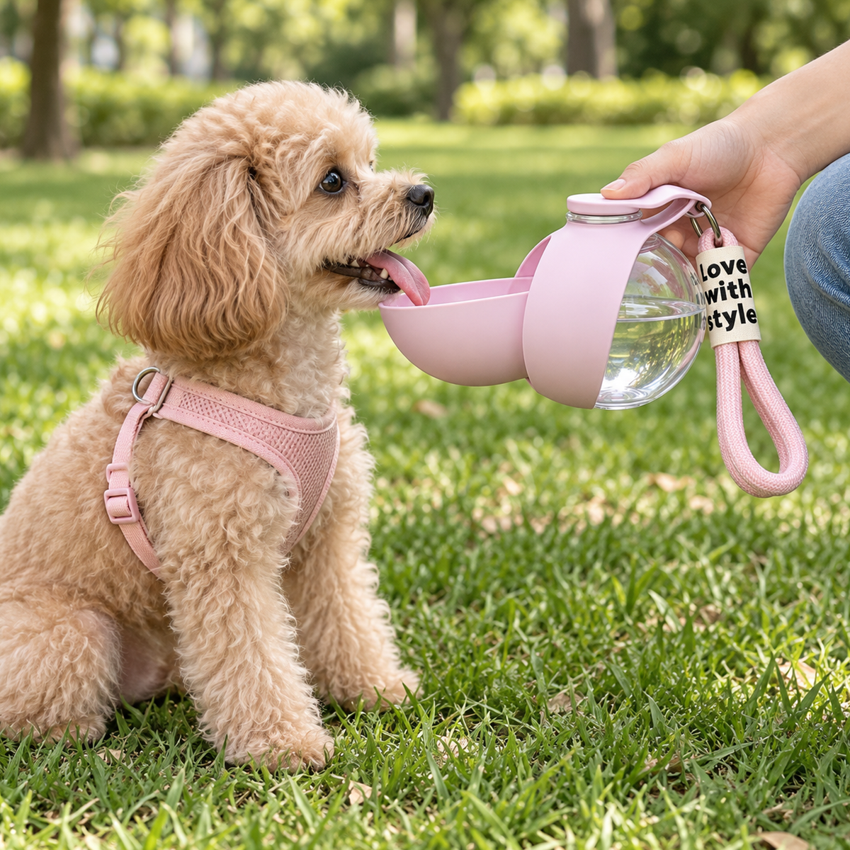 Product view: pink Portable pet water bottle, style 1, image 5