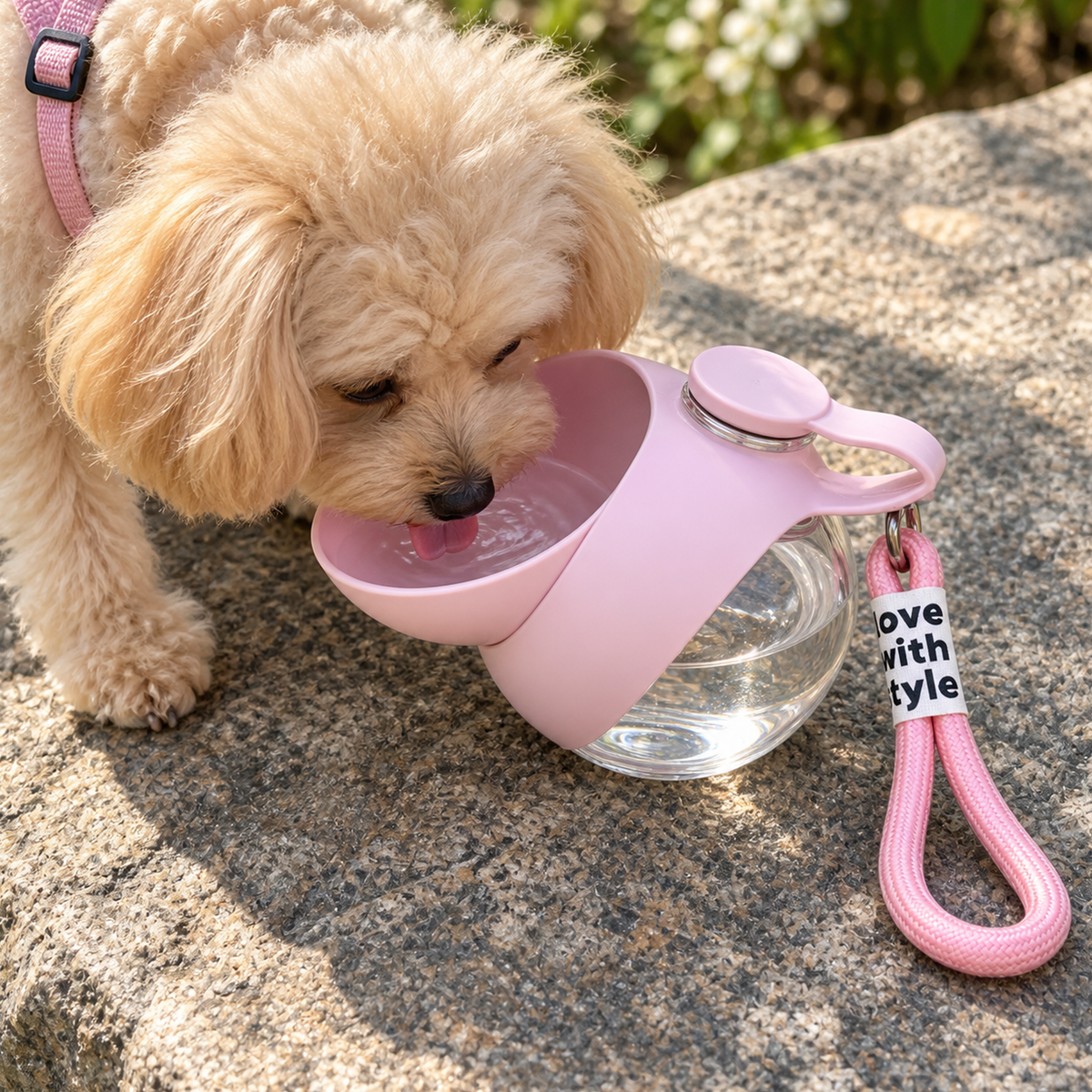 Product view: pink Portable pet water bottle, style 1, image 6