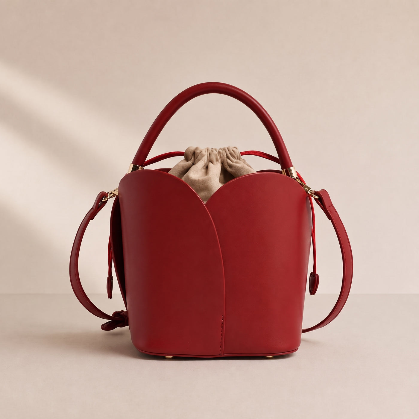 Petal Vegan Leather Bucket Crossbody Bag