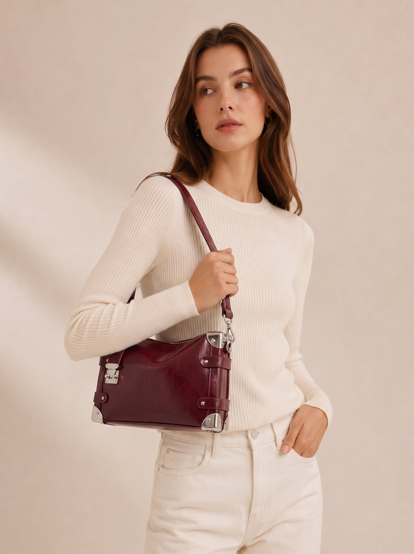 Nina Vegan Leather Underarm Box Bag