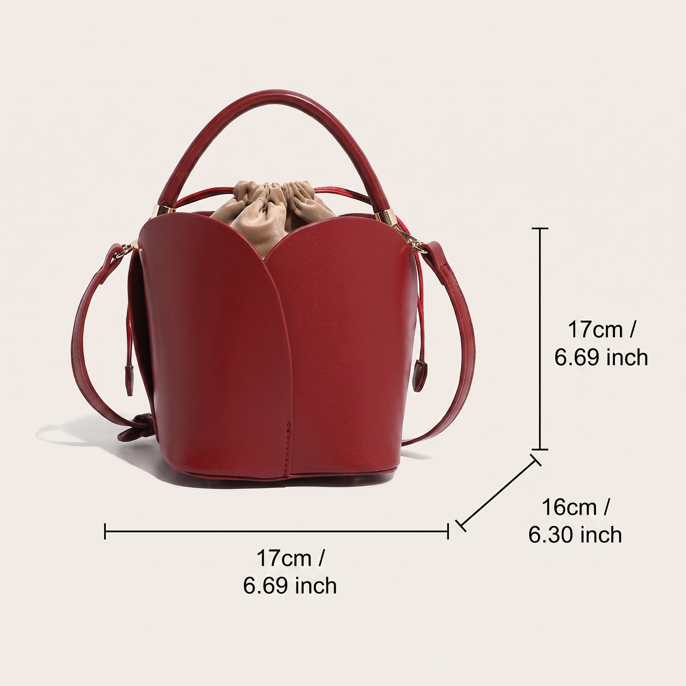 Petal Vegan Leather Bucket Crossbody Bag