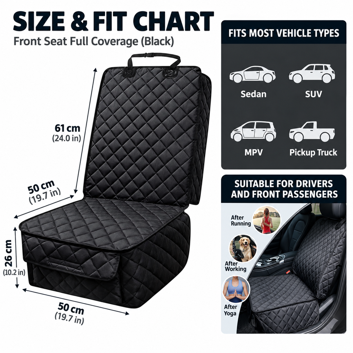 quilted waterproof pet vehicle seat cover for dogs and cats size and fit guide Black - Ravzelo — size-guide-1-2-black 07